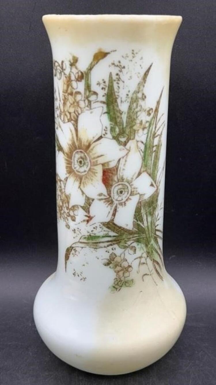 VTG Takahashi Soft Flower San Francisco Bud Vase Hand-Painted 11.5"
